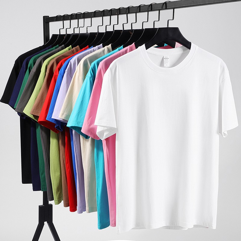 Camisetas básicas en blanco 220GSM del cuello redondo de la tela hecha punto para hombre