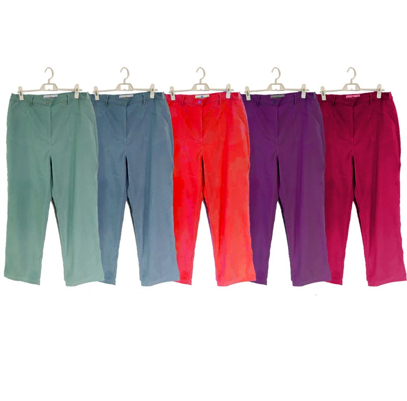 Overstock Damas de tela ancha tejida elástica pantalones largos stock de liquidación