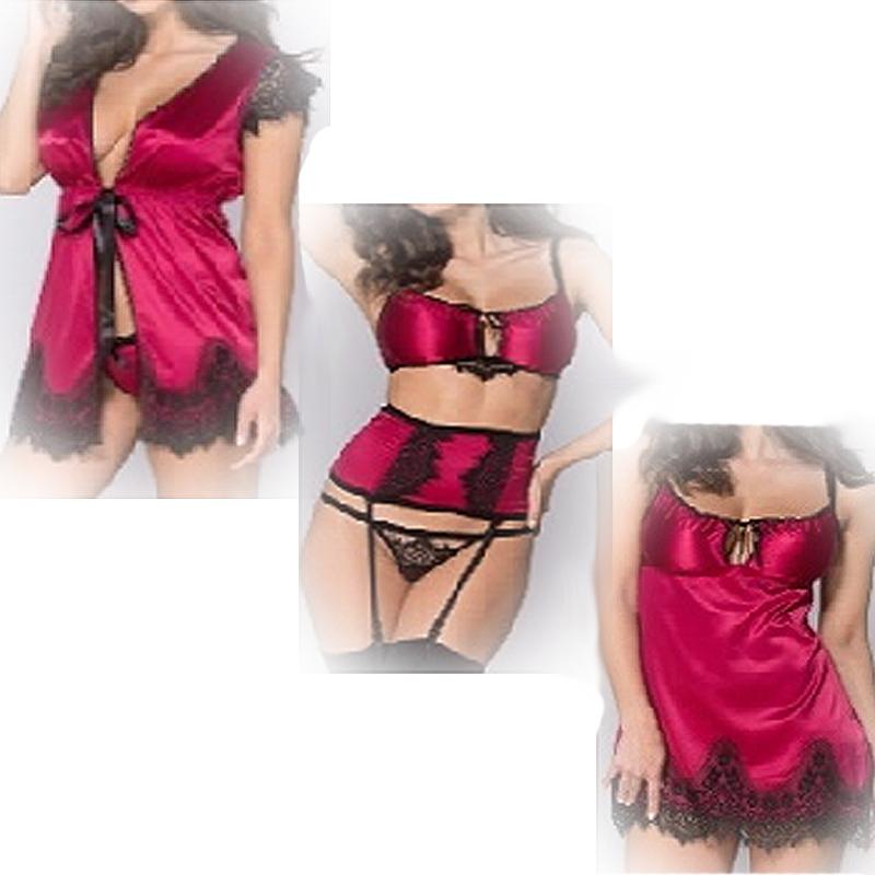 Liquidación Conjuntos de babydoll de ropa interior roja de lencería sexy para mujer en stock