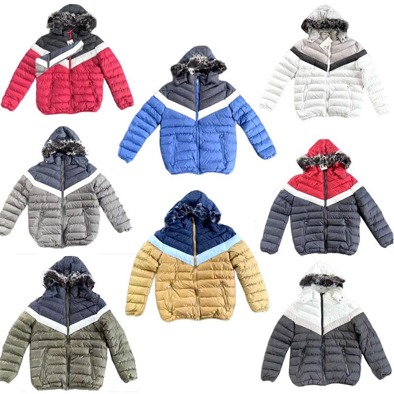 Stocklot Garments Chaquetas acolchadas de invierno para niños adolescentes con sudaderas con capucha desmontables y ala de piel