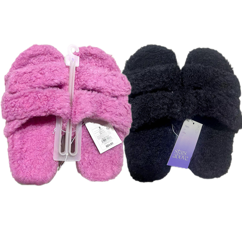 Stock restante de pantuflas de interior térmicas y cálidas de invierno gruesas para mujer con bandas superiores ajustables