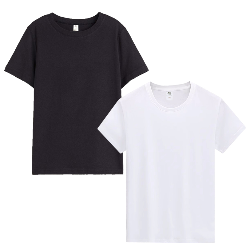 Lote de existencias de camisetas de algodón en blanco y negro con costura lateral y cuello redondo para hombre de Bangladesh