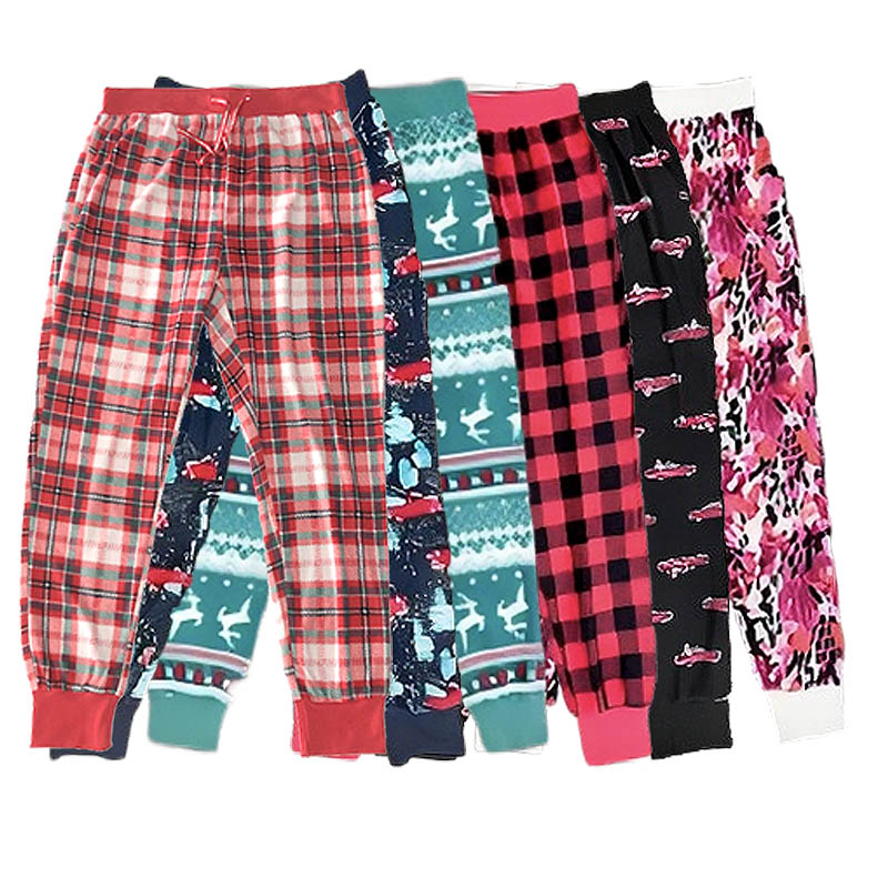 Running Production Mens and Ladies Printed Knitted Fleece Pajama Long Pants