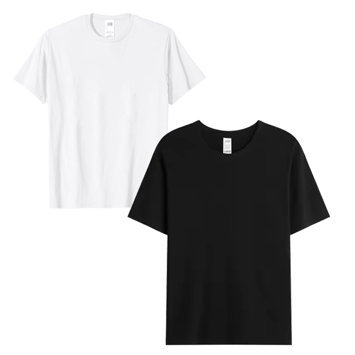 Stock Lot Mens Round Neck Side Seamd Black and White Cotton T Shirts